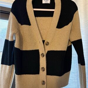 Old Navy Black and Tan Chunky Stripe Button-Up Cardigan